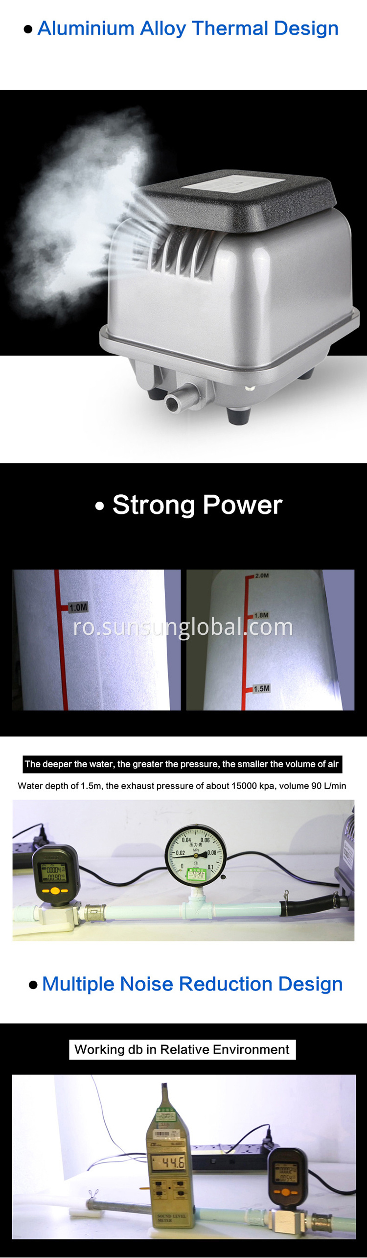 Sunsun pompa de aer electrica cu electromagnet pentru piscicultura pentru acvariu